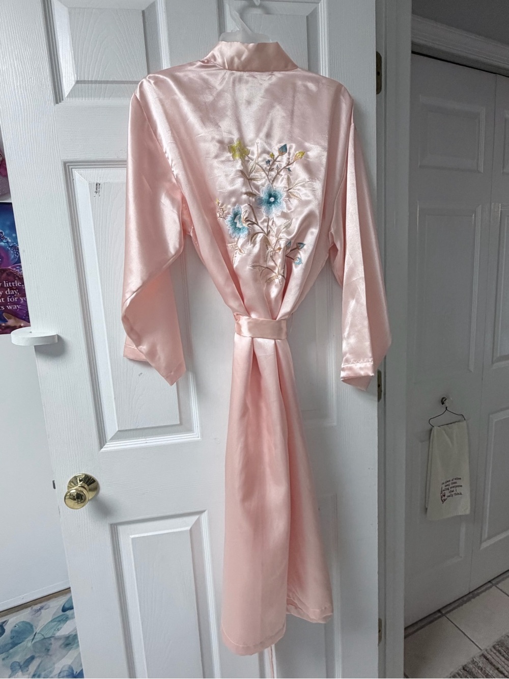 Silky Pink Embroidered Floral Robe - Women Intimates & Sleepwear